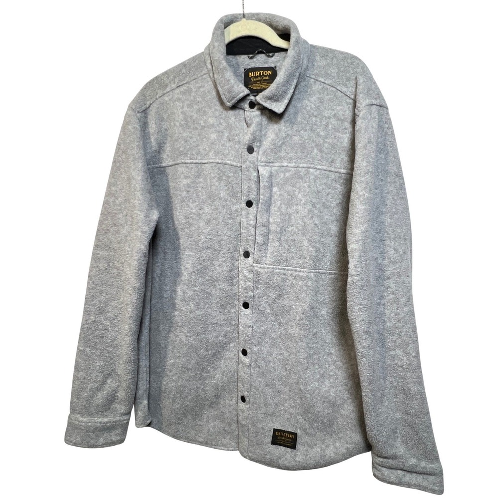 Burton Mens Jacket Grey XL Spillway Fleece Snap Shirt Shacket Outdoor Camping